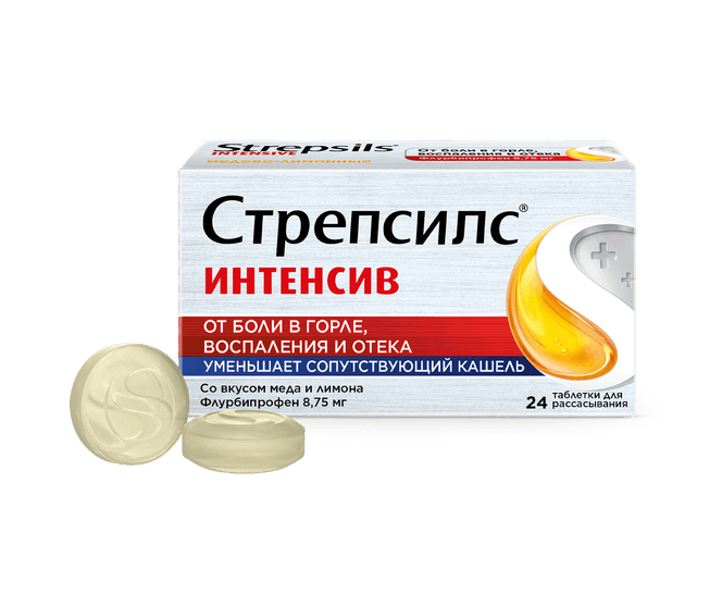 Стрепсилс® Интенсив медово-лимонные (таблетки для рассасывания, 24 шт.)