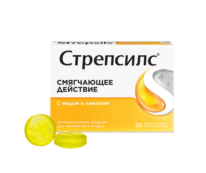 Стрепсилс® с Медом и Лимоном (таблетки для рассасывания, 36 шт.)