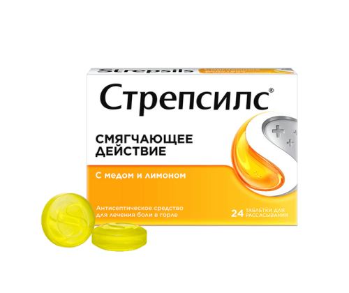 Стрепсилс® с Медом и Лимоном (таблетки для рассасывания, 24 шт.)