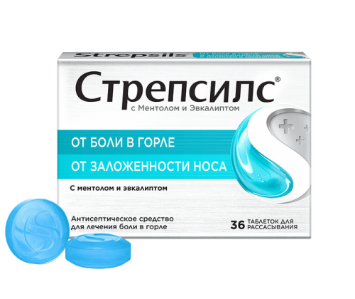 Стрепсилс® с ментолом и эвкалиптом (таблетки для рассасывания, 36 шт.) 