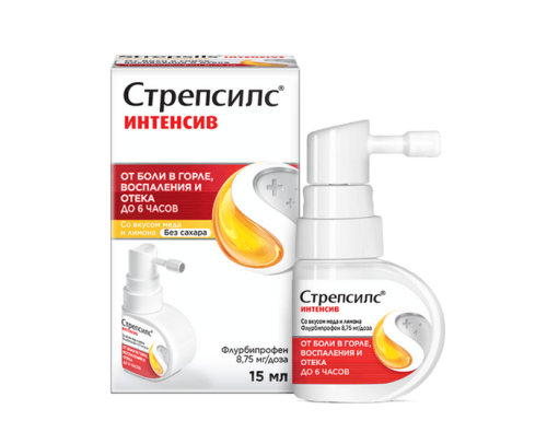 Стрепсилс® Интенсив со вкусом лимона и меда (спрей для местного применения дозированный, 15 мл) 